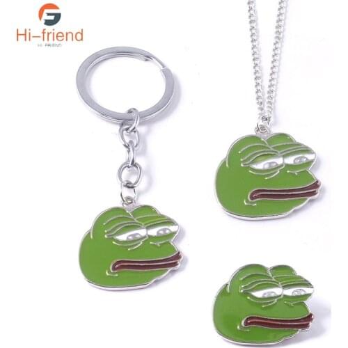 Hot Sads Pepe Frog Keychain Funny Internet Meme Green Frog Mask Keyring Men Car Women Bag Accessories Gift
