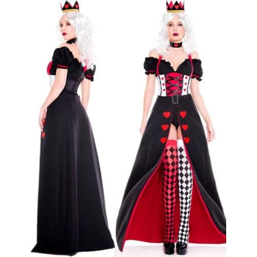 Queen of Hearts Alice In Wonderland Costume Poker Queen Cosplay Halloween Masquerade Costumes Sexy Dress Anime Cosplay