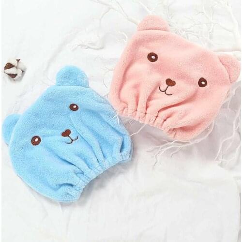 Cartoon Quickly Dry Hair Shower Hat Microfiber Hair Shower Cap Towel Bathing Cap Bathroom Accessories for Bath-Spa