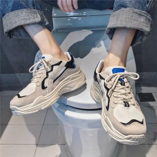 Men Casual Shoes Fashion Male Sneakers Breathable Mesh Walking Shoes Lace Up Flat Shoes High Top Casual Shoes V16-36