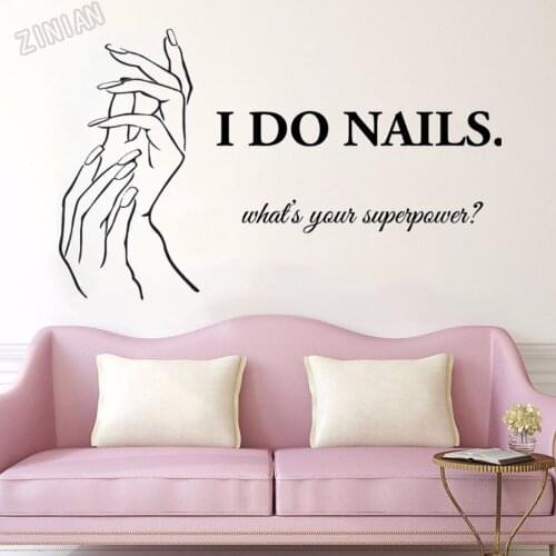 Nail Salon Quote Wall Decals Sexy Hands Home Decor Beauty Salon Vinyl Manicure Wall Stickers Woman Bedroom Window Decal Y213