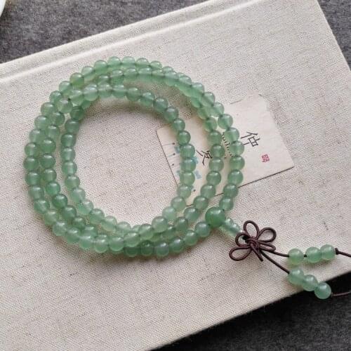 Natural A green jade bracelet bangle jadite jade 108 beads bracelets for women amber jade jewelry 8mm necklace