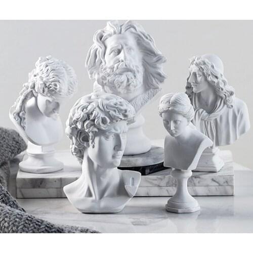 Nordic David Head Portraits Greek Mythology Figurine Mini Plaster Bust Statue Gypsum Drawing home decor Crafts Famous Sculpture