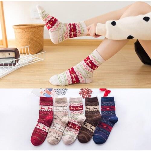 1PC Autumn And Winter Medium Tube Rabbit Wool Socks Womens Thickened Warm Cotton Are Breathable Sweat Absorbing
