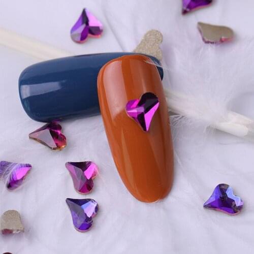New pattern 10 pieces Flatback Colorful Heart Nail Rhinestone For Nail Art Decorations Crystal Glass Stone Manicure 3D Shiny Rhi