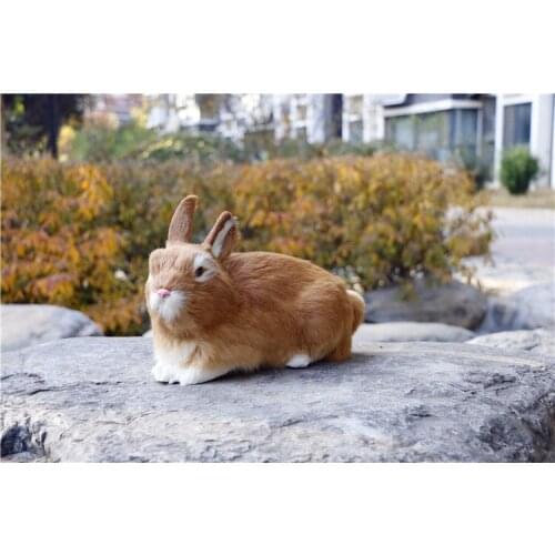 New big real life prone rabbit model plastic&furs yellow rabbit doll gift about 33x16x22cm xf2699
