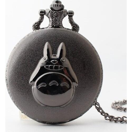 Japan Anime TOTORO Black Color Long Chain Necklace Clock Watch Pendant Childrens Gift My Neighbor Totoro Jewelry Accessory