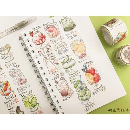 Lovely Summer Drinks Washi Tape for Bullet Journal DIY Scrapbooking Decorative Sticker