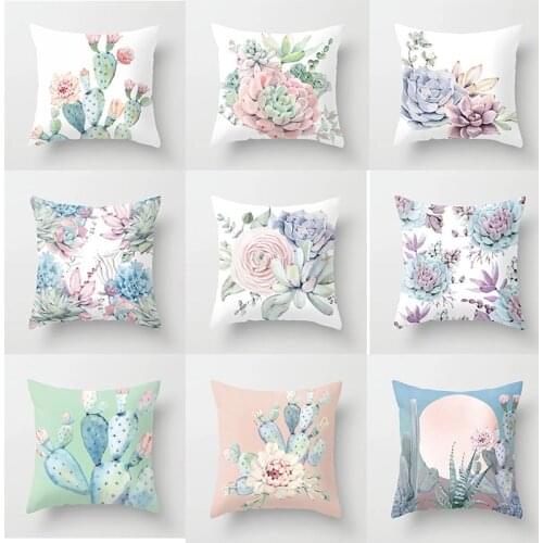 Flower Cactus Sofa Pillow Case Cussion Covers Summer Luxury Cushion Cover 45x45 Cm Custom Vintage Throw Pillow Case Living Room