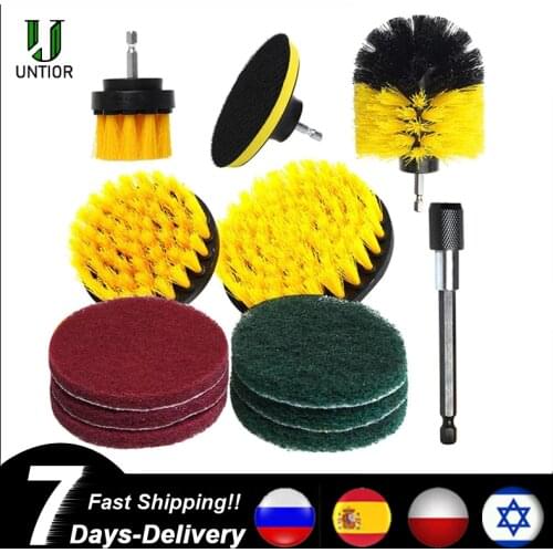 UNTIOR 12Pcs/Set Electric Drill Brush Scrub Pads Grout Power Drills Scrubber Cleaning Brush Kitchen Bathroom Cleaning Tools
