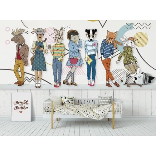 Nordic Carton Murals Forest Animal Kids Bedroom Wallpaper Luxury Wall Mural Painting Wall Art HD Canvas Prints Canvas Wall Paper