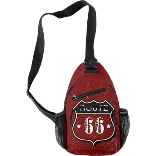 Route 66 merch 3D Merch Shoulder Bag Crossbody Outdoor Sports One Shoulder Chest Daily Canvas Crossbody Bag