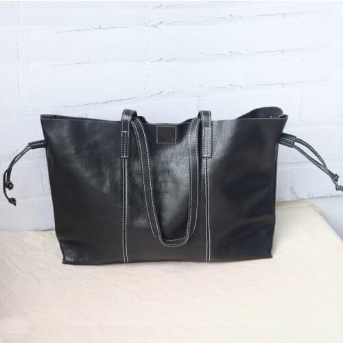 100% Natural Genuine Leather Handbags Women Shoulder Bags Large Capacity Shopper Bag Luxury Simple Female Black Cowhide Tote Bag