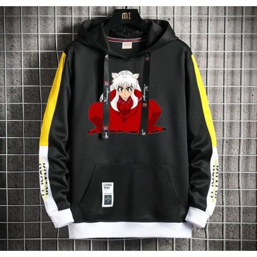 Anime Inuyasha Hoodie teenagers Popular Harajuku Hoodeds Pullover Streetwear Casual Fake Two-Piece jacket coat
