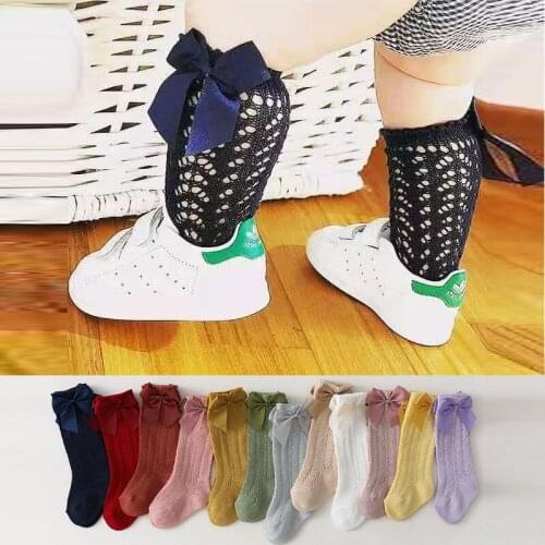 Unisex Baby Socks Summer Cotton Bowknot Baby Boys Girls Anti-mosquito Tube Socks Newborn Breathable Knee Socks