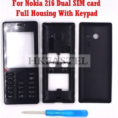 HKFASTEL High Quality Housing keyboard For Nokia 216 Dual SIM card New Full all Complete Mobile Phone Cover Case with Keypad