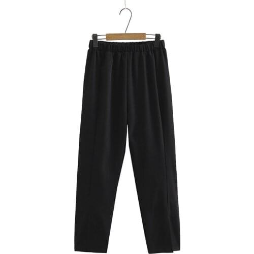 Plus Size XL-4XL Womens Elastic High Waist Long Pants Casual Solid Harem Long Trousers