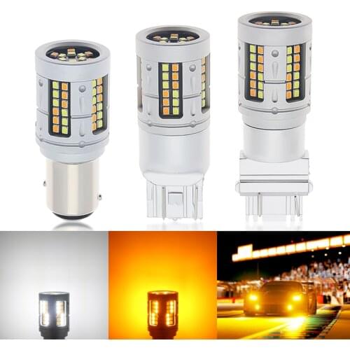 2Pcs T25 3157 1157 7443 LED Bulb Car Turn Signal Brake Dual Color Light 72SMD 2016LED Auto Driving Turning Lamp 12V White Yellow