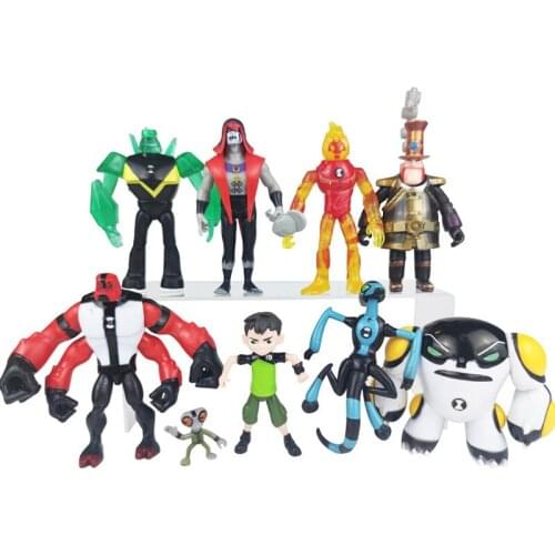 3-12cm 9Pcs Earth Defender Ben 10 toy Of Earth Family Ben Tennyson Four Arms Grey Matter Action Figures Brinquedos Toys