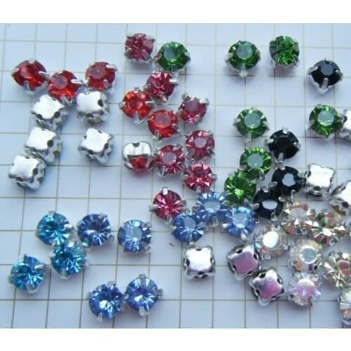 300pcs/lot 5mm Mixed Colors Sewing crystal beads strass Rhinestone With Silver Claw Setting,garment accessories