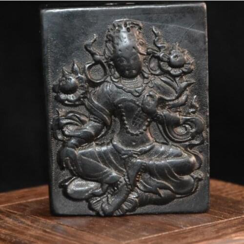 Hongshan culture archaize black iron meteorite Guanyin bodhisattva statue