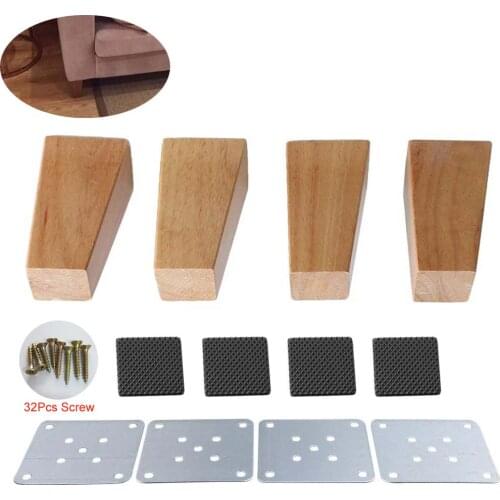 4pcs 10cm Height Wooden Furniture legs Right Angle Trapezoid Sofa Table Feet Couch Dresser Armchair foot Oak Wood More gifts