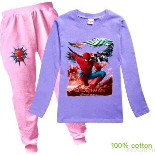 Disney Spiderman New 2-16Y Childrens Sportswear Spiderman Boys and Girls Long Sleeve Spring Autumn Winter Suit