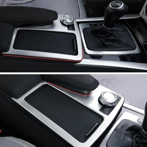 For Mercedes Benz C class W204 2008-2014 Console Gear Shift Decal Strips Stainless Steel Water Cup Holder Frame Cover Trim