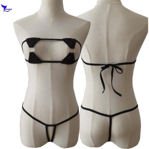 2019 Extreme Bikinis Micro Thong Bikini Set Brazilian Biquini Ring Swimsuit Female Bandeau Swimwear High Cut Sex Bathing Suit
