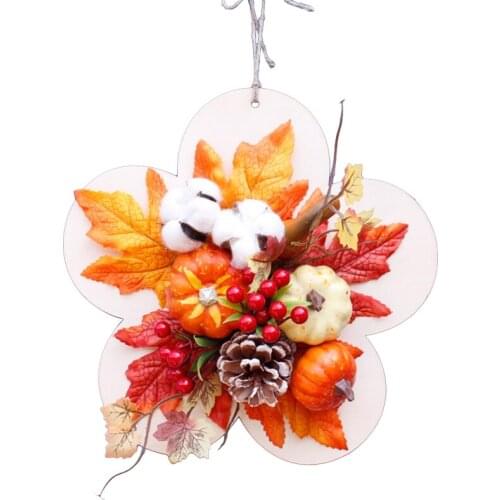 30CM Garland Home Decor Wreath Maple Leaves Pumpkin Autumn Fall Harvest Festival