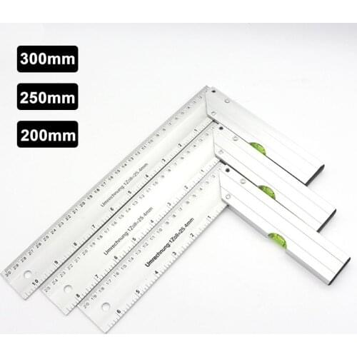 200/250/300mm Aluminum Alloy 90 Degree Right Angle Measuring Ruler Protractor