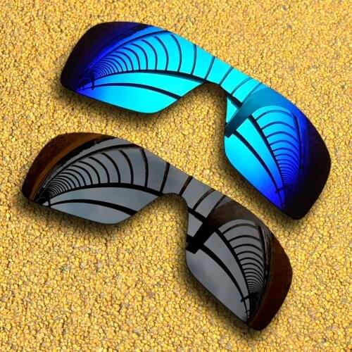 2 Pieces Black&Ice Blue Mirrored Polarized Replacement Lenses for-Batwolf Frame 100% UVA & UVB Anti-scratch