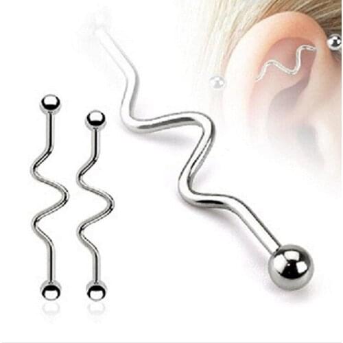 Lot50pcs 14g Surgical Steel Industrial Ear Scaffold Barbells Cartilage Helix Bar Body Jewelry Ear Piercing Earring