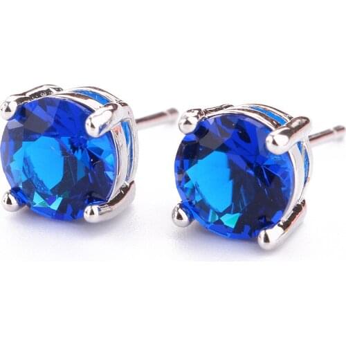 Fashion Four Claw Round Zircon Studs Earrings Anti Allergy Silver Color Plated Studs Earrings Womens Advanced Dinner Jewelry