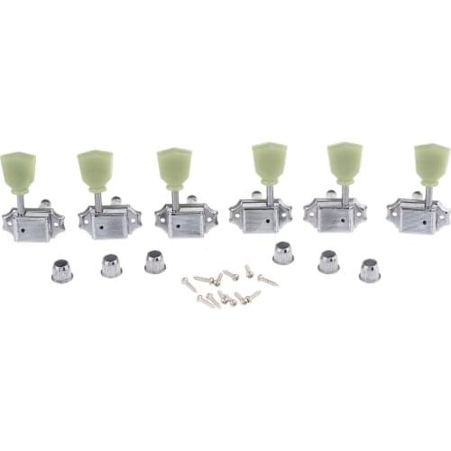 Musiclily Pro 3R3L Vintage Guitar Tuners Tuning Keys Pegs Machine Heads Set for Les Paul Style, Chrome with Keystone Button