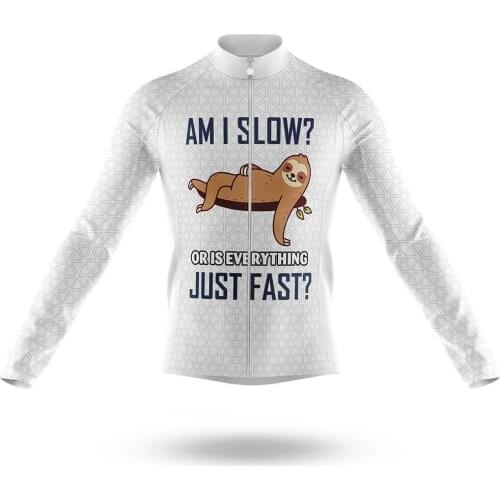 2021 Am I Slow Mens Cycling Jersey Long Sleeve Clothing Race Road Bike Shirts Bicycle Tops MTB Uniform Maillot