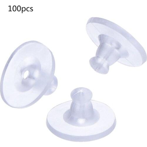 100 Pieces Soft Clear Earring Backings Silicone Rubber Safety Back Pads Backstops Replacement for Earring Studs Hoop DIY