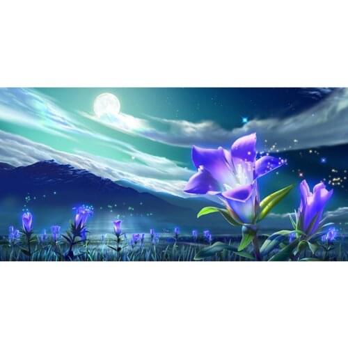 Ew product hot sale AB diamond painting landscape lily flower moon 5d DIY diamond embroidery flower mosaic home decoration