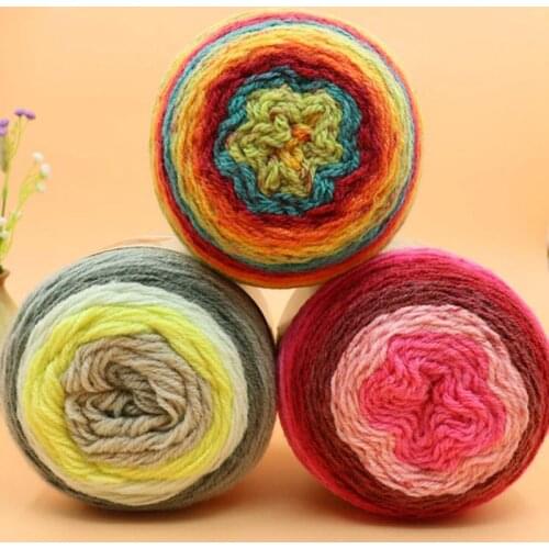 Wholesale 200g/ball DIY Worsted 3ply Soft Colorful Section-dyeing Wool Yarn Hand Knitting Baby Sweater Scarf Cotton Thread FZ216