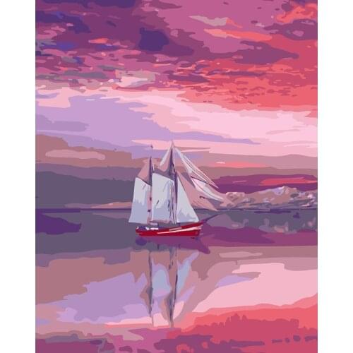 ROYALDREAM The red sea sailing Diy Digital Painting By Digital Modern Wall Art Pictures For The Home Wall Art Works