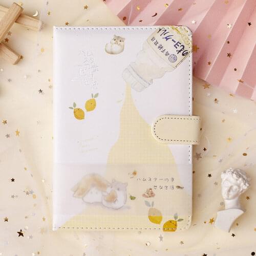 Cute Leather Magnetic Buckle Hand Book Thick Color Page Hand-painted Cute Net Red Note Diary Book