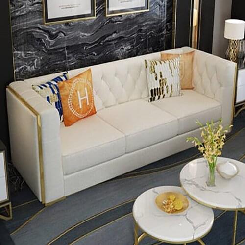 Nordic fabric sofa modern minimalist living room complete small apartment three-person Hong Kong style postmodern light luxury