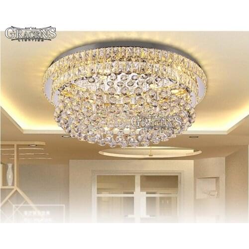 Modern Crystal Chandelier Light Fixture Luxury LED Lamp Lighting for Living Room Hotel Round Lampara de techo Restaurant