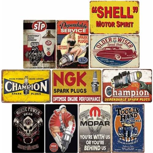 Spark Plugs Retro Metal Tin Signs Vintage Wall Plaque Garage Poster Bar Pub Decorative Plates Home Decor 20*30 cm