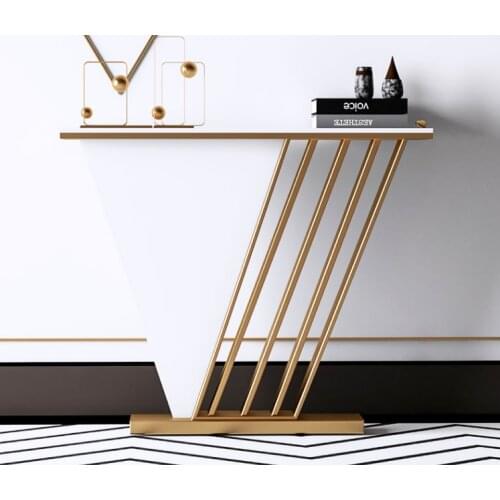 Light luxury rock board porch table counter modern simple living room decoration shelf wall entry corridor end view