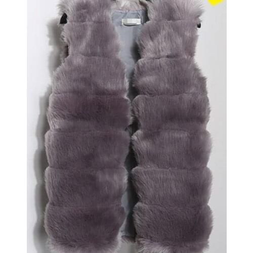 Womens clothing vest Faux fur coat fox fur vest Slim tops Ladies luxurious soft outwear free size health high coats