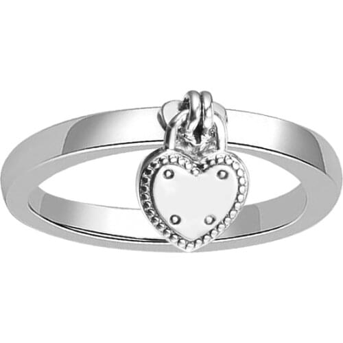 Authentic 925 Sterling Silver Ring Love Lock Heart Rings for Women Wedding Engagement Ring Fashion Jewelry anillos mujer