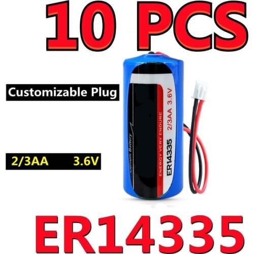 10PCS/LOT NEW Original For EVE ER14335 Smoke Alarm Detector 2/3AA 3.6V Lithium PLC Battery With Connector (Customizable Plug)