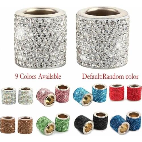 2pcs Car Seat Rod Diamond Ring Car-styling Car Ornament Bling Icy Crystal Car Seat Headrest Collar Decor Interior Moulding