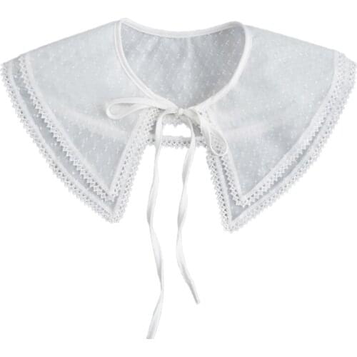 28GD Women Lovely Fake Collar Hollow Embroidery False Collar Breathable Summer Decorative Collar Necklace Dress Collar Shawl